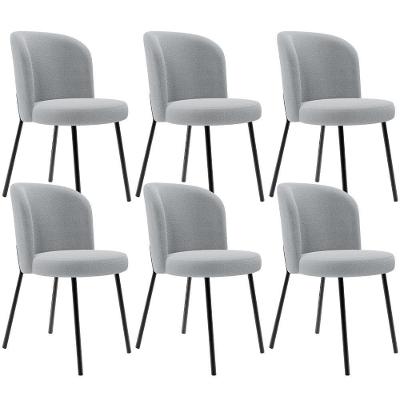 Kit 6 Cadeiras Sala De Jantar Estofada Gavi L02 Bouclê Cinza - Lyam Decor