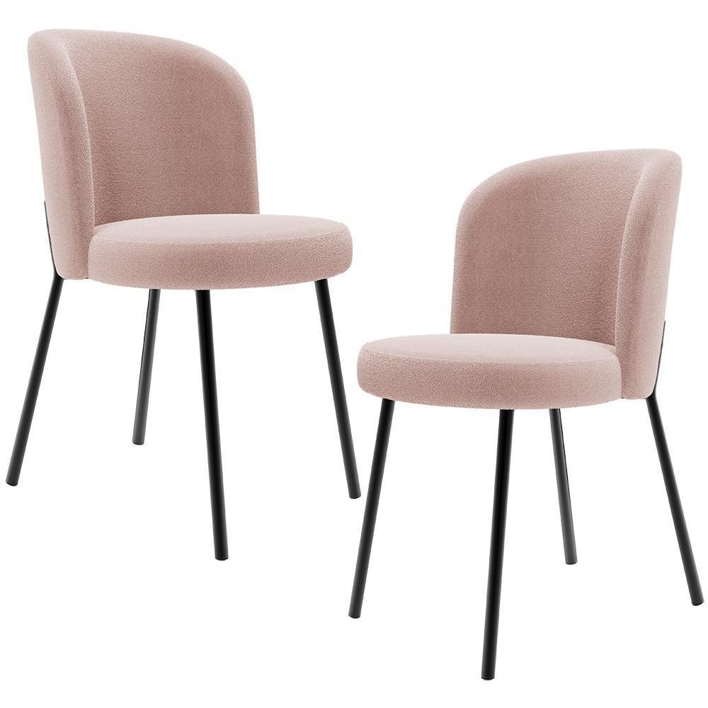 Kit 2 Cadeiras Sala De Jantar Estofada Gavi L02 Bouclê Rosê - Lyam Decor - 1