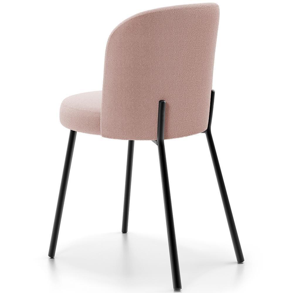 Kit 2 Cadeiras Sala De Jantar Estofada Gavi L02 Bouclê Rosê - Lyam Decor - 4