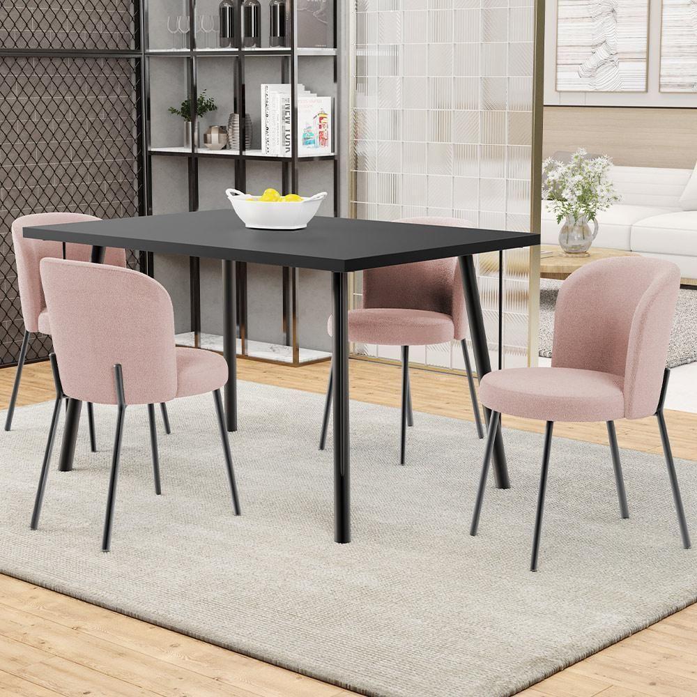 Kit 2 Cadeiras Sala De Jantar Estofada Gavi L02 Bouclê Rosê - Lyam Decor - 6