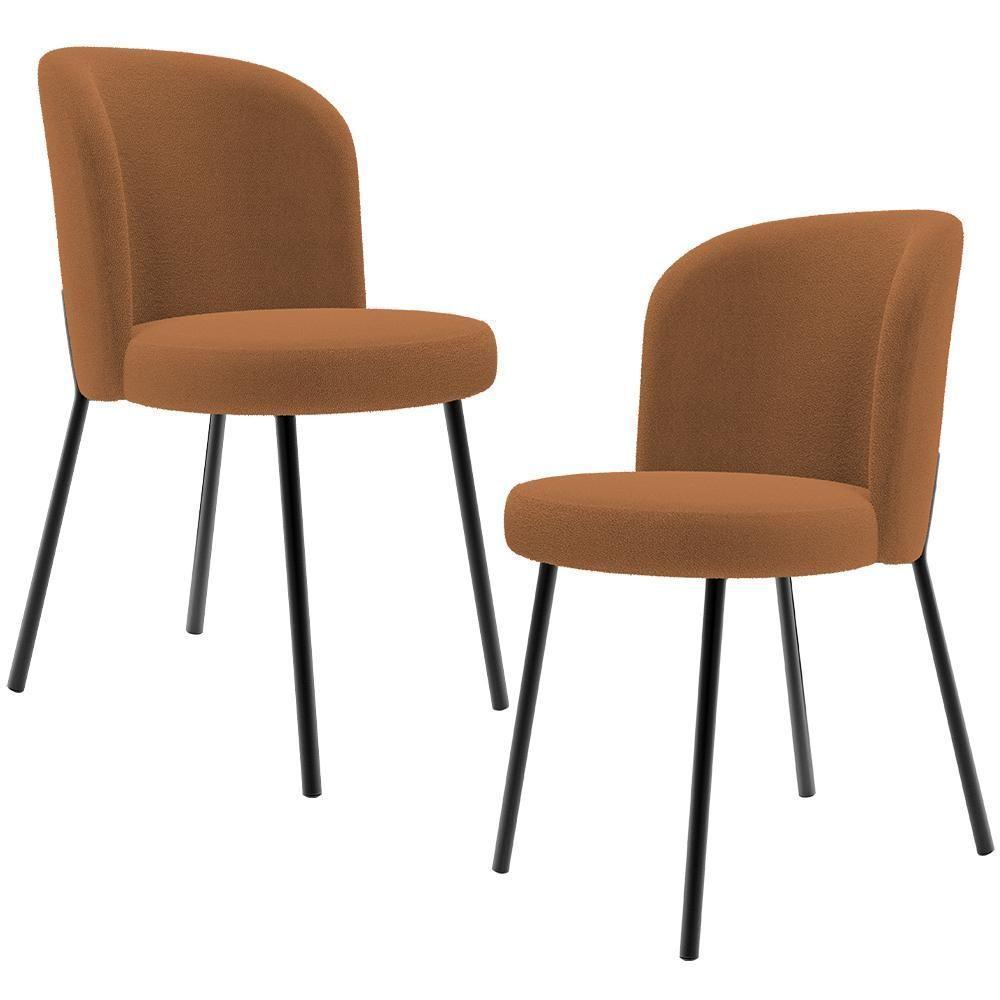 Kit 2 Cadeiras Sala De Jantar Estofada Gavi L02 Bouclê Terracota - Lyam Decor - 1