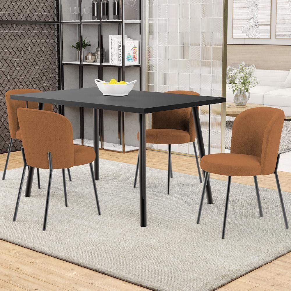 Kit 2 Cadeiras Sala De Jantar Estofada Gavi L02 Bouclê Terracota - Lyam Decor - 6