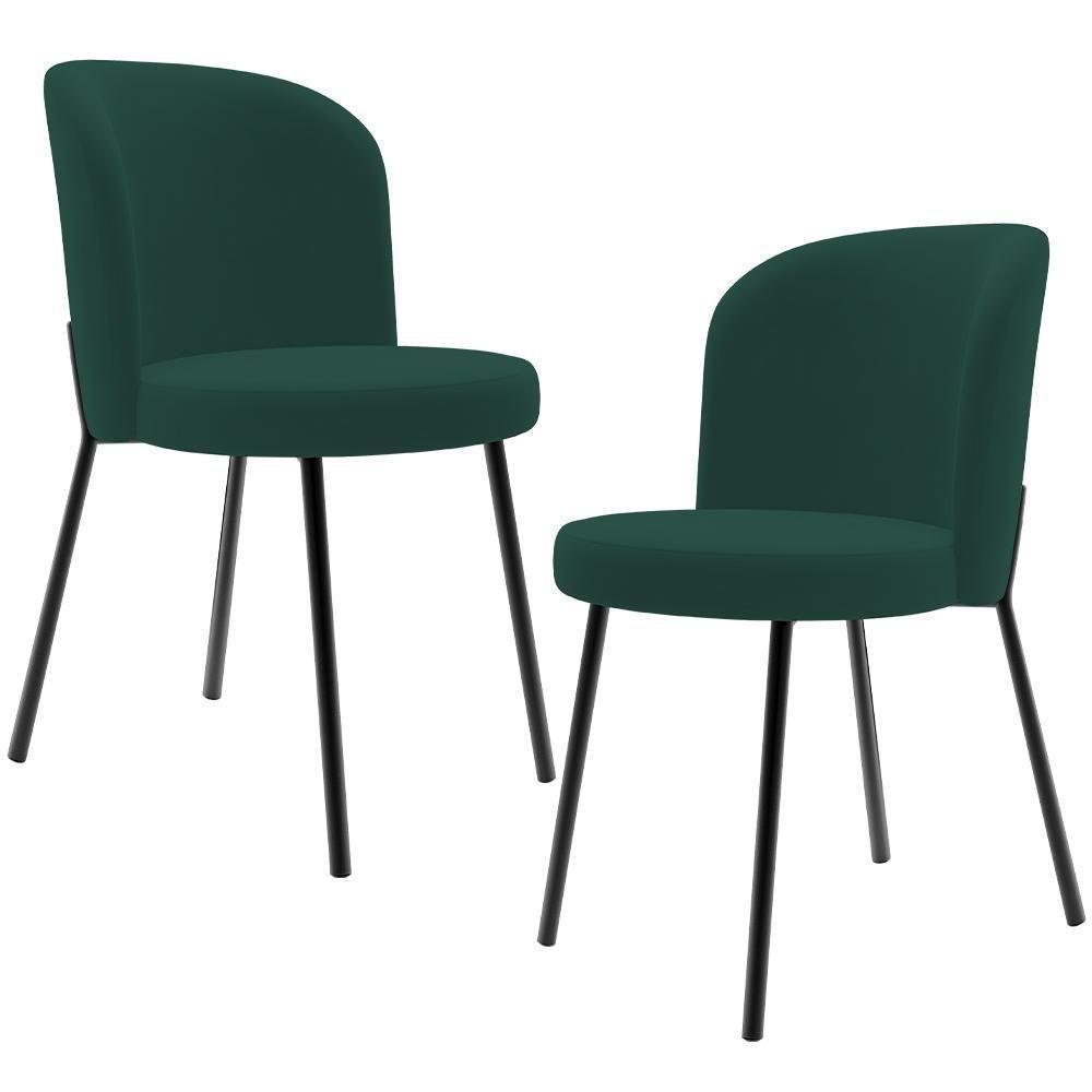 Kit 2 Cadeiras Sala De Jantar Estofada Gavi L02 Suede Verde Musgo - Lyam Decor - 1