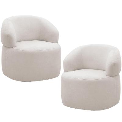 Kit 2 Poltronas Giratórias Carmen F04 Sala De Estar Bouclê Creme Lyam Decor