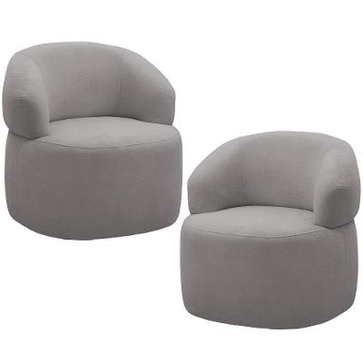 Kit 2 Poltronas Giratórias Carmen F04 Sala De Estar Veludo Cinza Lyam Decor