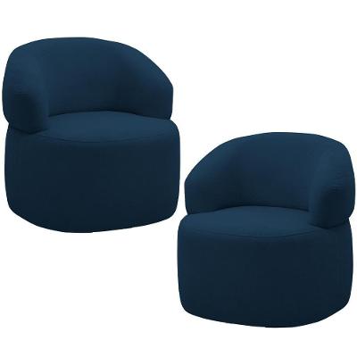 Kit 2 Poltronas Giratórias Carmen F04 Sala De Estar Veludo Azul Lyam Decor