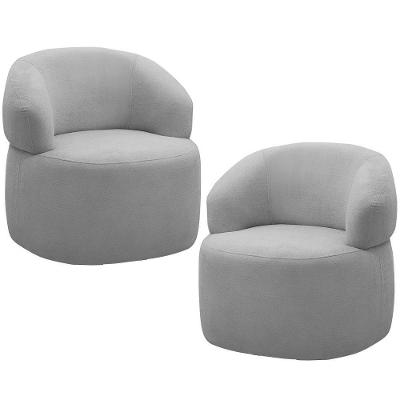 Kit 2 Poltronas Giratórias Carmen F04 Sala De Estar Bouclê Cinza Lyam Decor