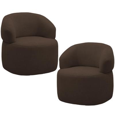 Kit 2 Poltronas Giratórias Carmen F04 Sala De Estar Veludo Marrom Lyam Decor