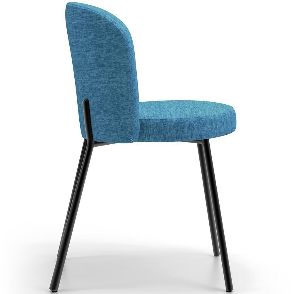 Kit 3 Cadeiras Para Sala De Jantar Cozinha Estofada Gavi L02 Linho Azul - Lyam Decor - 2