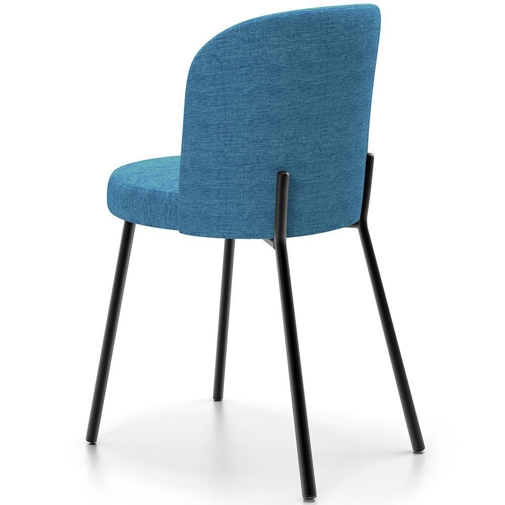 Kit 3 Cadeiras Para Sala De Jantar Cozinha Estofada Gavi L02 Linho Azul - Lyam Decor - 4