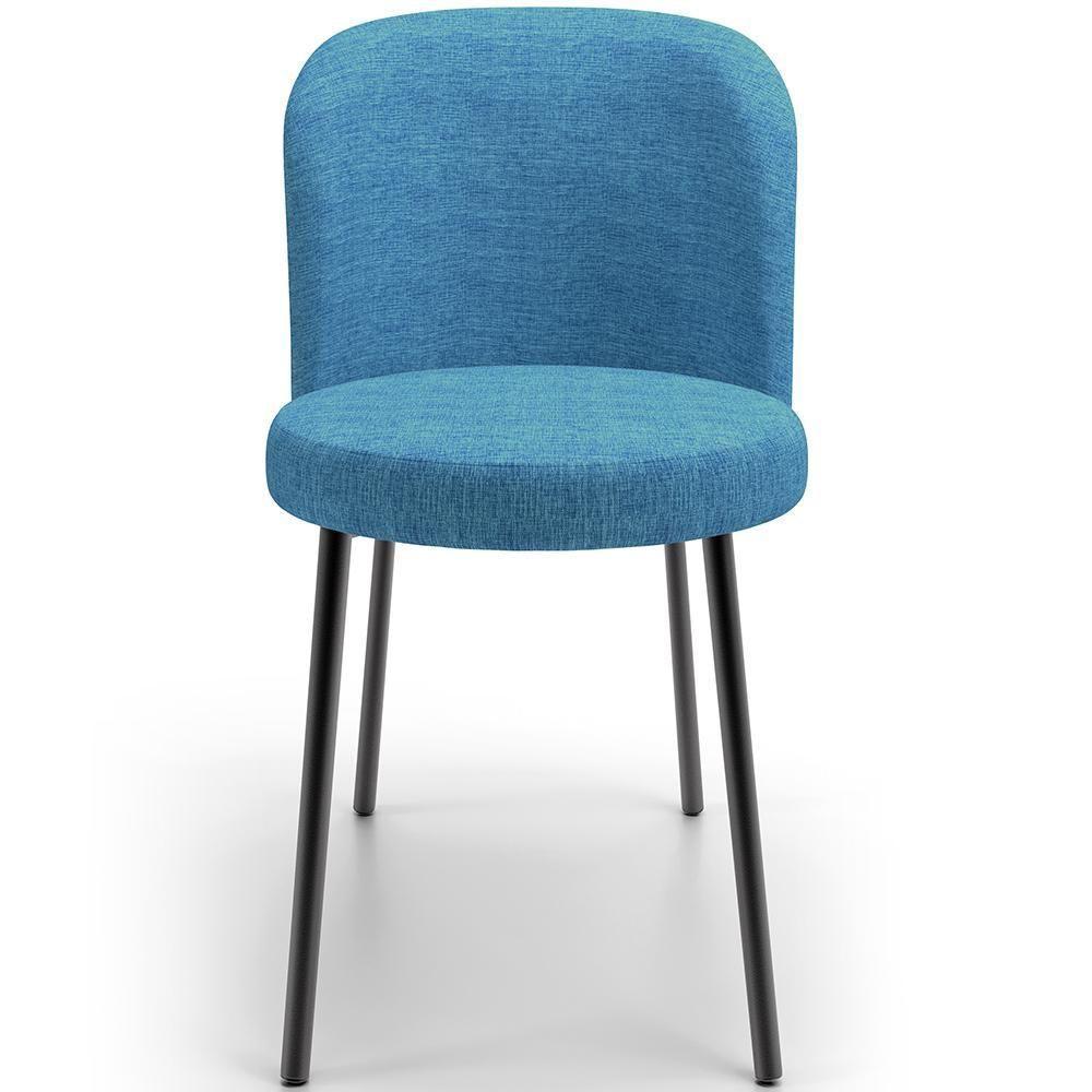 Kit 3 Cadeiras Para Sala De Jantar Cozinha Estofada Gavi L02 Linho Azul - Lyam Decor - 5