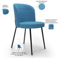 Kit 3 Cadeiras Para Sala De Jantar Cozinha Estofada Gavi L02 Linho Azul - Lyam Decor - 7