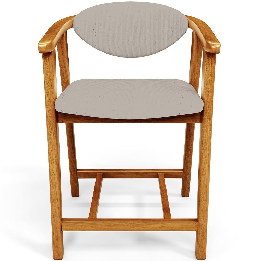 Kit 06 Banquetas Baixa Para Cozinha Sala Jantar Bancada Cecília L02 Linho Bege - Lyam Decor - 5