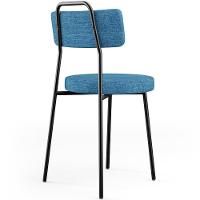 Kit 06 Cadeiras Decorativa Estofada Para Sala De Jantar Barcelona L02 Linho Azul - Lyam Decor