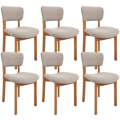 Kit 06 Cadeiras Para Sala De Jantar Cozinha Living Estofada Dara L02 Bouclê Creme - Lyam Decor