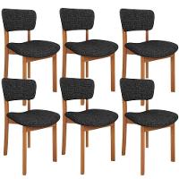 Kit 06 Cadeiras Para Sala De Jantar Cozinha Living Estofada Dara L02 Linho Chumbo - Lyam Decor - 1