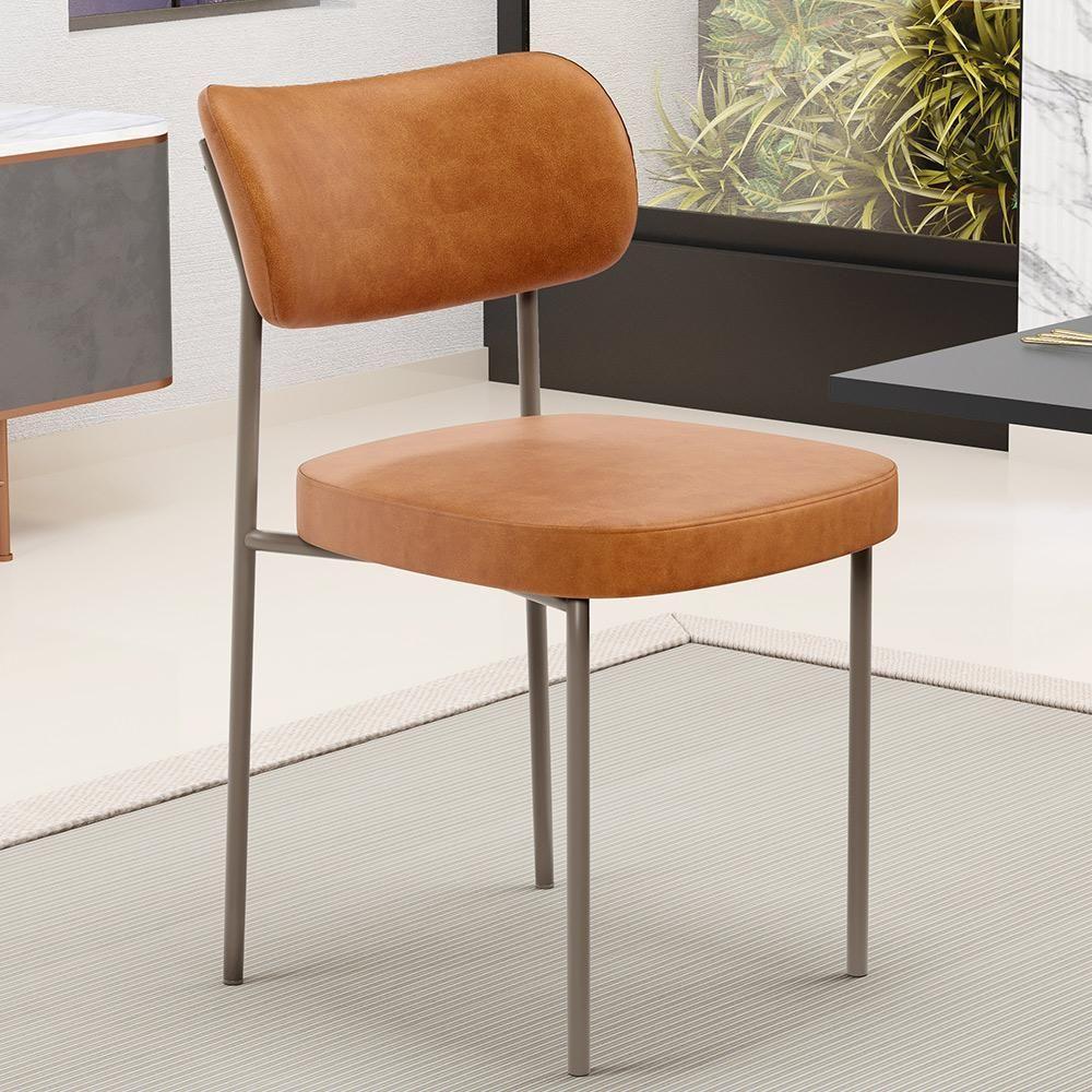 Kit 06 Cadeiras Para Sala De Jantar Melina Base Arena L02 Couríssimo Canela - Lyam Decor - 6