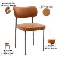 Kit 06 Cadeiras Para Sala De Jantar Melina Base Arena L02 Couríssimo Canela - Lyam Decor - 5
