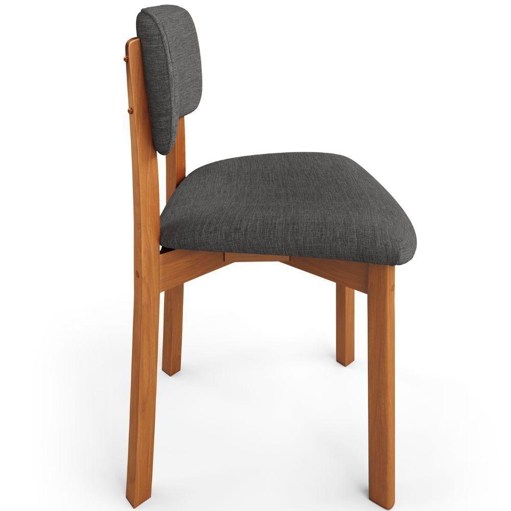 Kit 06 Cadeiras Para Sala De Jantar Cozinha Living Estofada Dara L02 Linho Cinza Escuro - Lyam Decor - 5