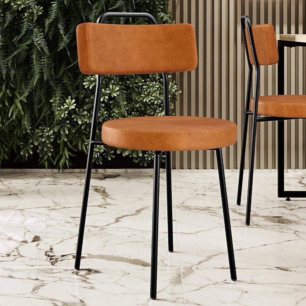 Kit 4 Cadeiras Decorativas Estofada Para Sala De Jantar Barcelona L02 Couríssimo Canela - Lyam Decor - 6