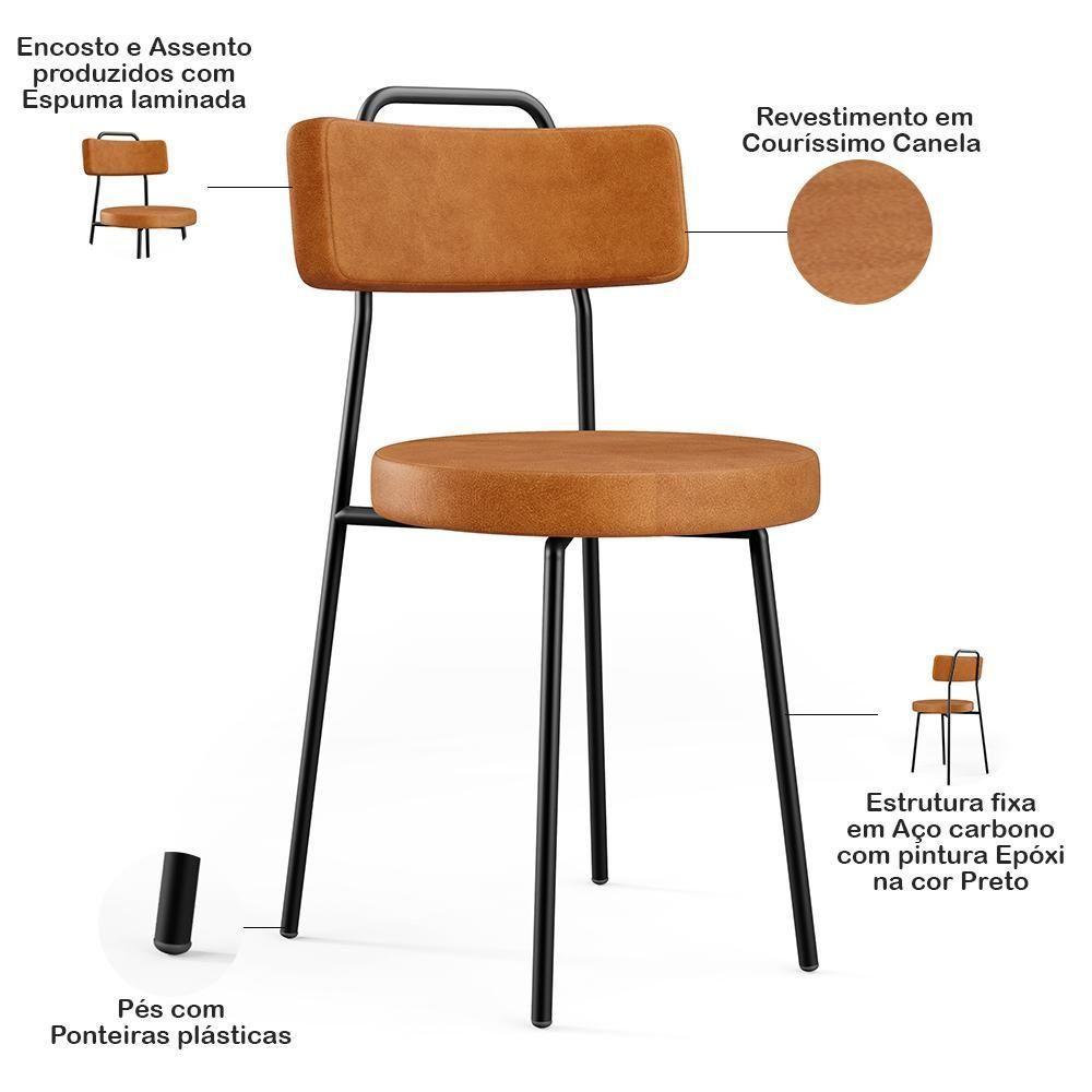 Kit 4 Cadeiras Decorativas Estofada Para Sala De Jantar Barcelona L02 Couríssimo Canela - Lyam Decor - 7