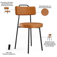 Kit 4 Cadeiras Decorativas Estofada Para Sala De Jantar Barcelona L02 Couríssimo Canela - Lyam Decor - 7