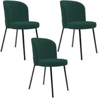 Kit 3 Cadeiras Sala De Jantar Estofada Gavi L02 Suede Verde Musgo - Lyam Decor - 1