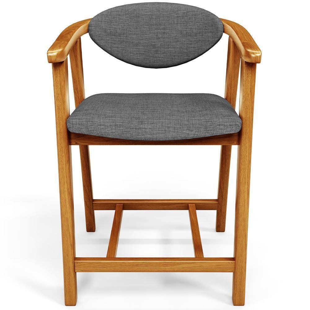 Kit 06 Banquetas Baixa Cozinha Sala De Jantar Bancada Cecília L02 Linho Cinza Escuro - Lyam Decor - 6