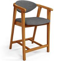 Kit 06 Banquetas Baixa Cozinha Sala De Jantar Bancada Cecília L02 Linho Cinza Escuro - Lyam Decor - 2