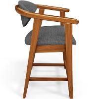 Kit 06 Banquetas Baixa Cozinha Sala De Jantar Bancada Cecília L02 Linho Cinza Escuro - Lyam Decor - 3