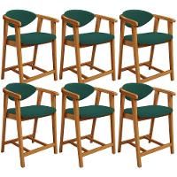 Kit 06 Banquetas Baixa Para Cozinha Sala Jantar Bancada Cecília L02 Bouclê Verde - Lyam Decor - 1