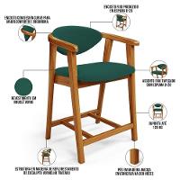 Kit 06 Banquetas Baixa Para Cozinha Sala Jantar Bancada Cecília L02 Bouclê Verde - Lyam Decor - 7