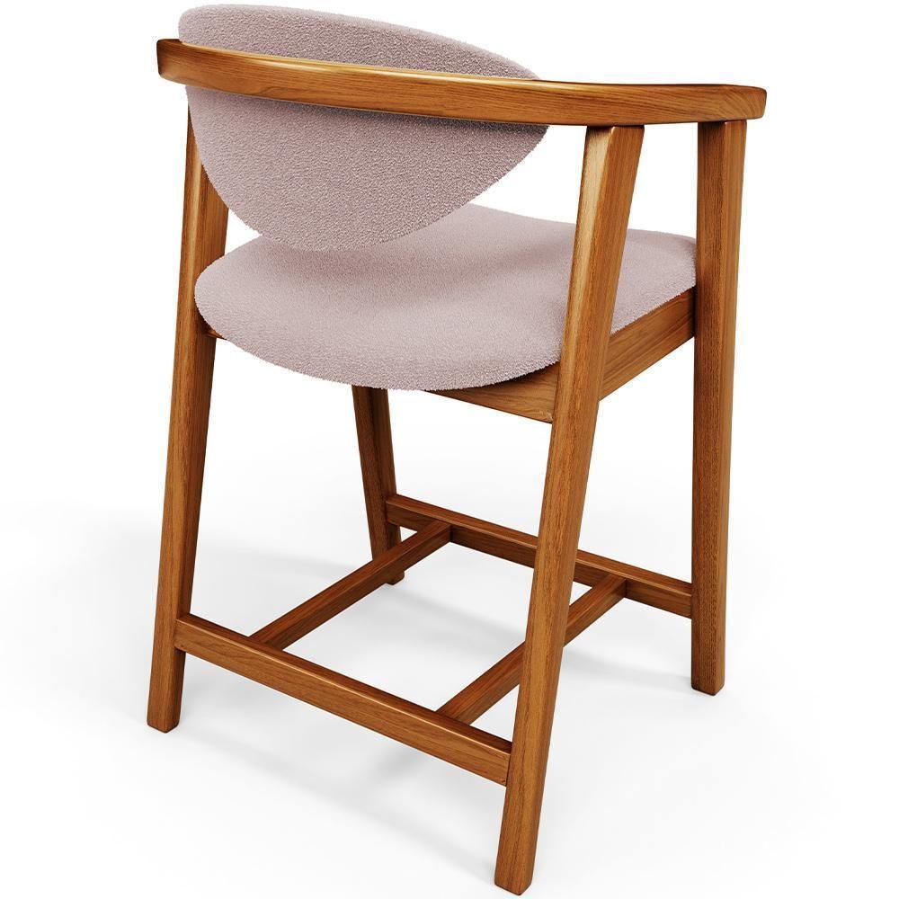 Kit 06 Banquetas Baixa Para Cozinha Sala Jantar Bancada Cecília L02 Bouclê Rosê - Lyam Decor - 4