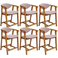 Kit 06 Banquetas Baixa Para Cozinha Sala Jantar Bancada Cecília L02 Bouclê Rosê - Lyam Decor - 1