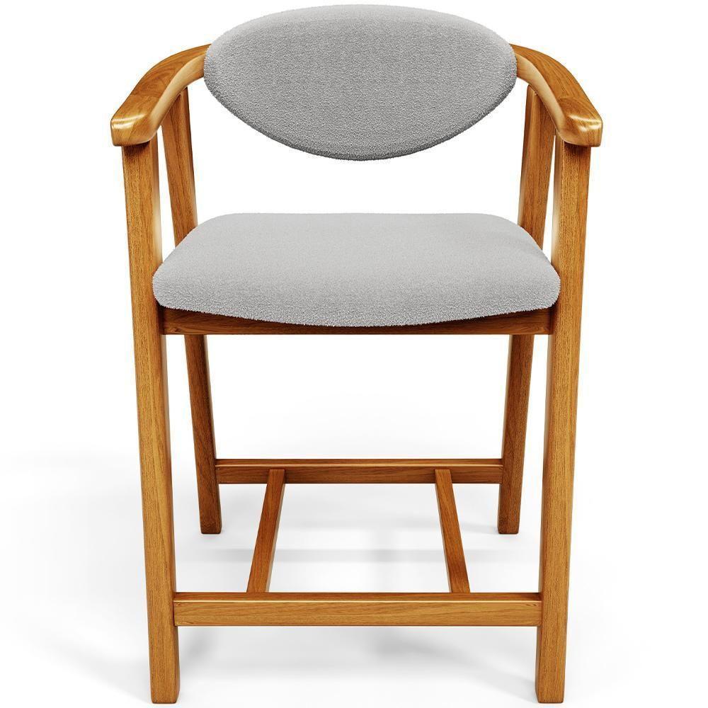 Kit 06 Banquetas Baixa Para Cozinha Sala Jantar Bancada Cecília L02 Bouclê Cinza - Lyam Decor - 2