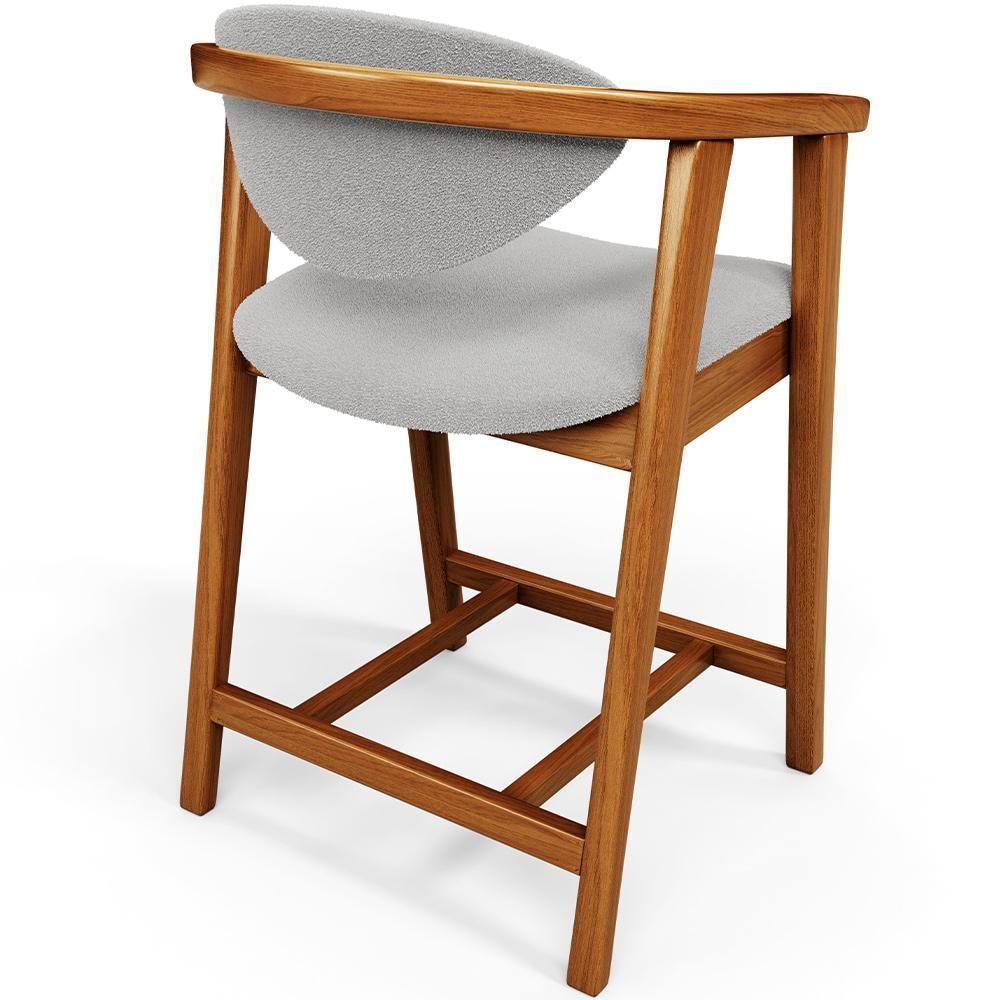 Kit 06 Banquetas Baixa Para Cozinha Sala Jantar Bancada Cecília L02 Bouclê Cinza - Lyam Decor - 5