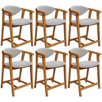 Kit 06 Banquetas Baixa Para Cozinha Sala Jantar Bancada Cecília L02 Bouclê Cinza - Lyam Decor - 1