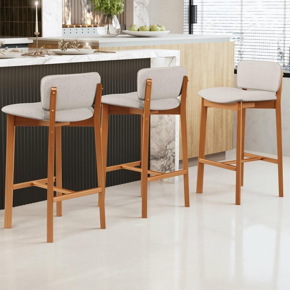 Kit 06 Banquetas Alta Para Cozinha Sala De Jantar Bar Dara L02 Linho Cru - Lyam Decor - 7