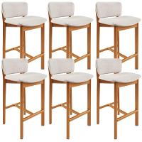 Kit 06 Banquetas Alta Para Cozinha Sala De Jantar Bar Dara L02 Linho Cru - Lyam Decor - 1
