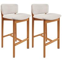 Kit 02 Banquetas Alta Para Cozinha Sala De Jantar Bar Dara L02 Linho Cru - Lyam Decor - 1