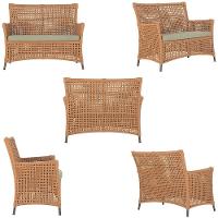 1 Sofá E Mesa Igapó Alumínio Marrom Corda Náutica E7 Trama Terra Cota