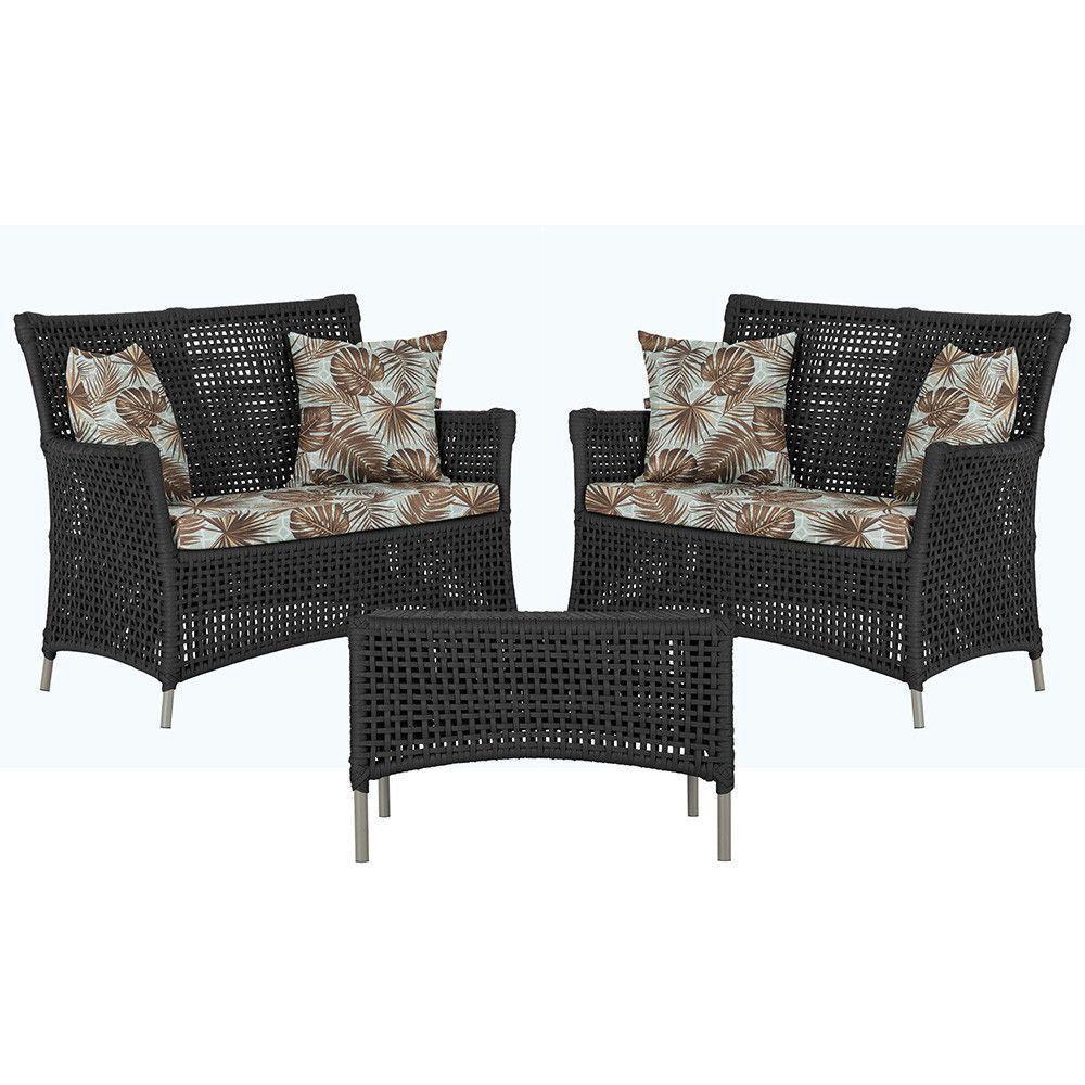 2 Sofás E Mesa Igapó Alumínio Fendi Corda Náutica E6 Trama Preto - 1