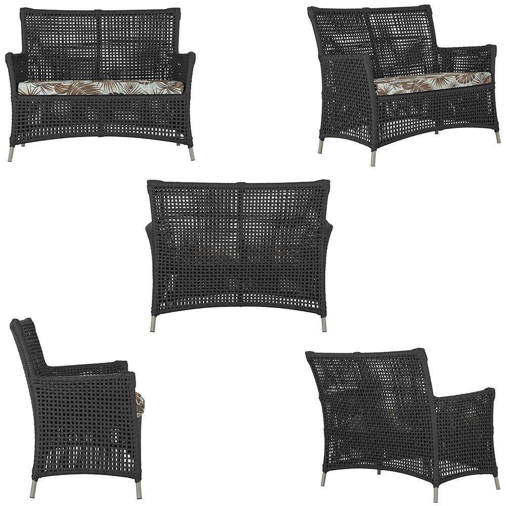 2 Sofás E Mesa Igapó Alumínio Fendi Corda Náutica E6 Trama Preto - 3