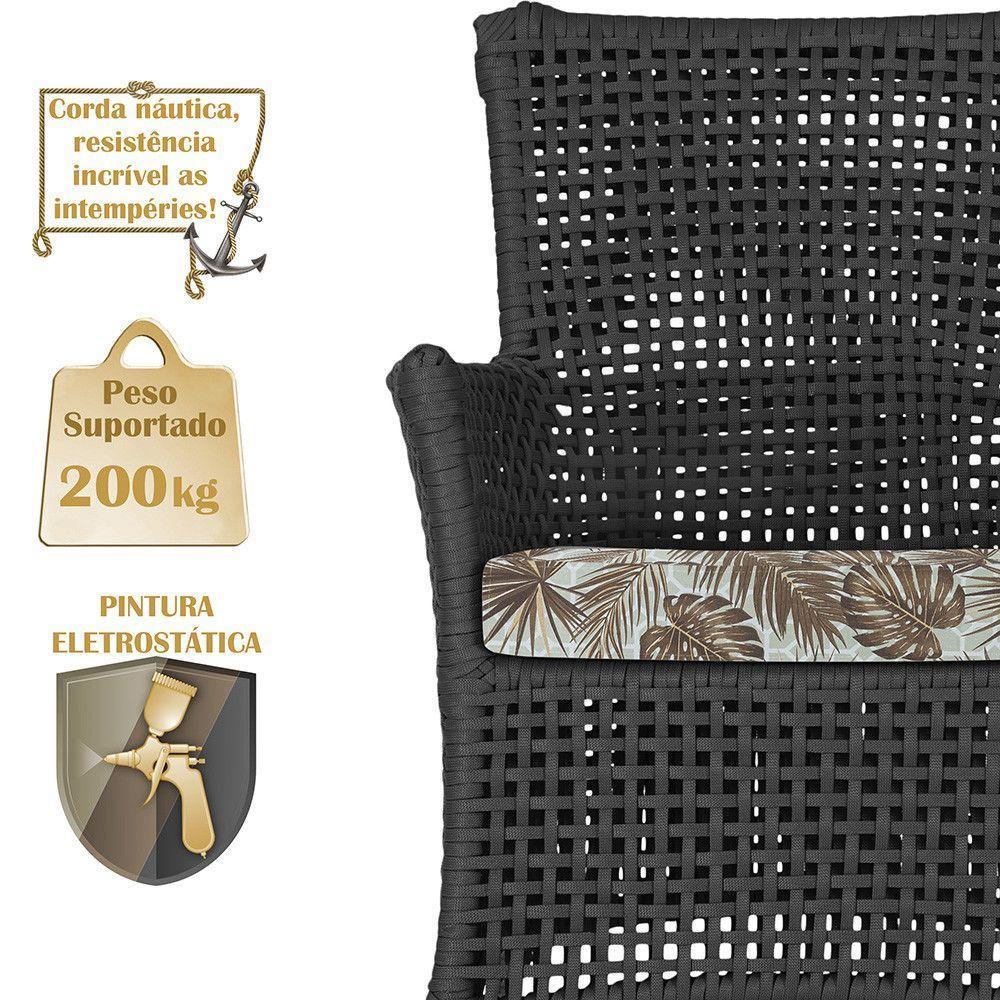 2 Sofás E Mesa Igapó Alumínio Fendi Corda Náutica E6 Trama Preto - 4