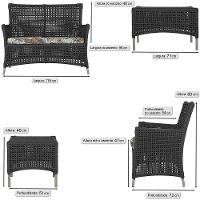 2 Sofás E Mesa Igapó Alumínio Fendi Corda Náutica E6 Trama Preto - 6