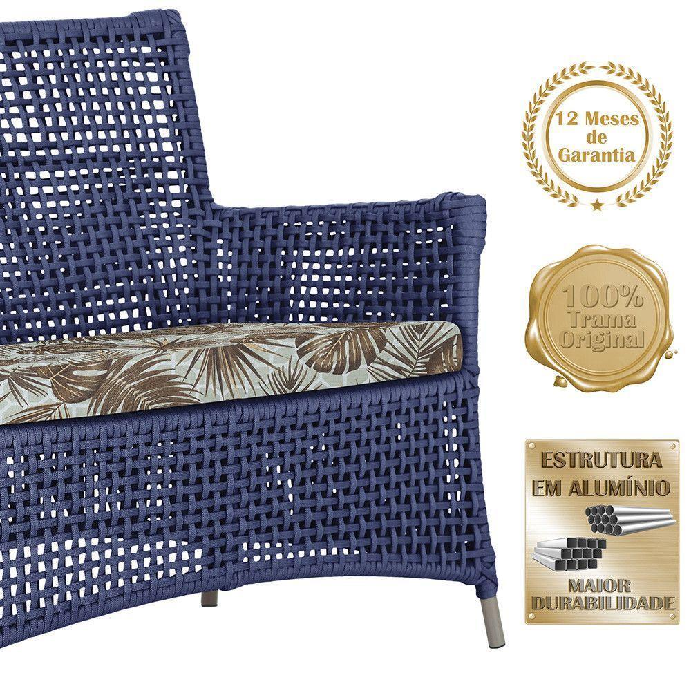 2 Sofás E Mesa Igapó Alumínio Fendi Corda Náutica E6 Trama Azul - 5