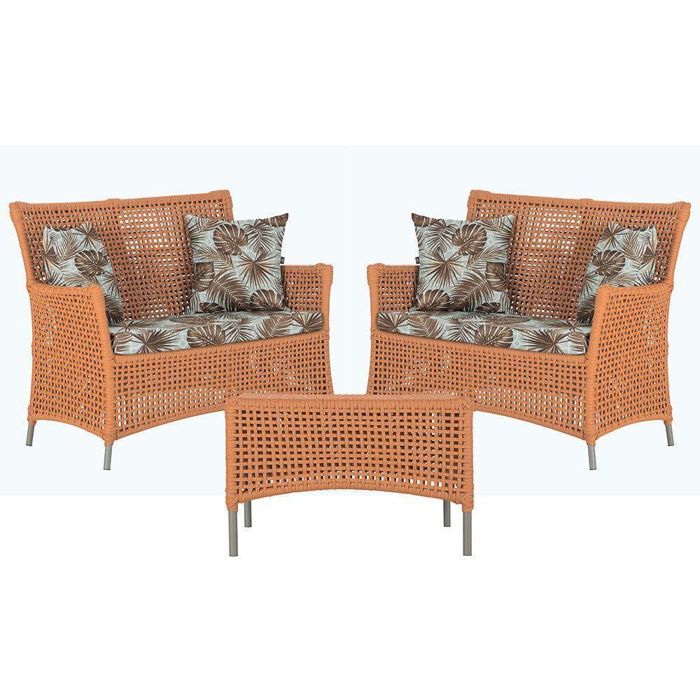 2 Sofás E Mesa Igapó Alumínio Fendi Corda Náutica E6 Trama Terra Cota - 1