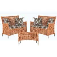 2 Sofás E Mesa Igapó Alumínio Fendi Corda Náutica E6 Trama Terra Cota - 1