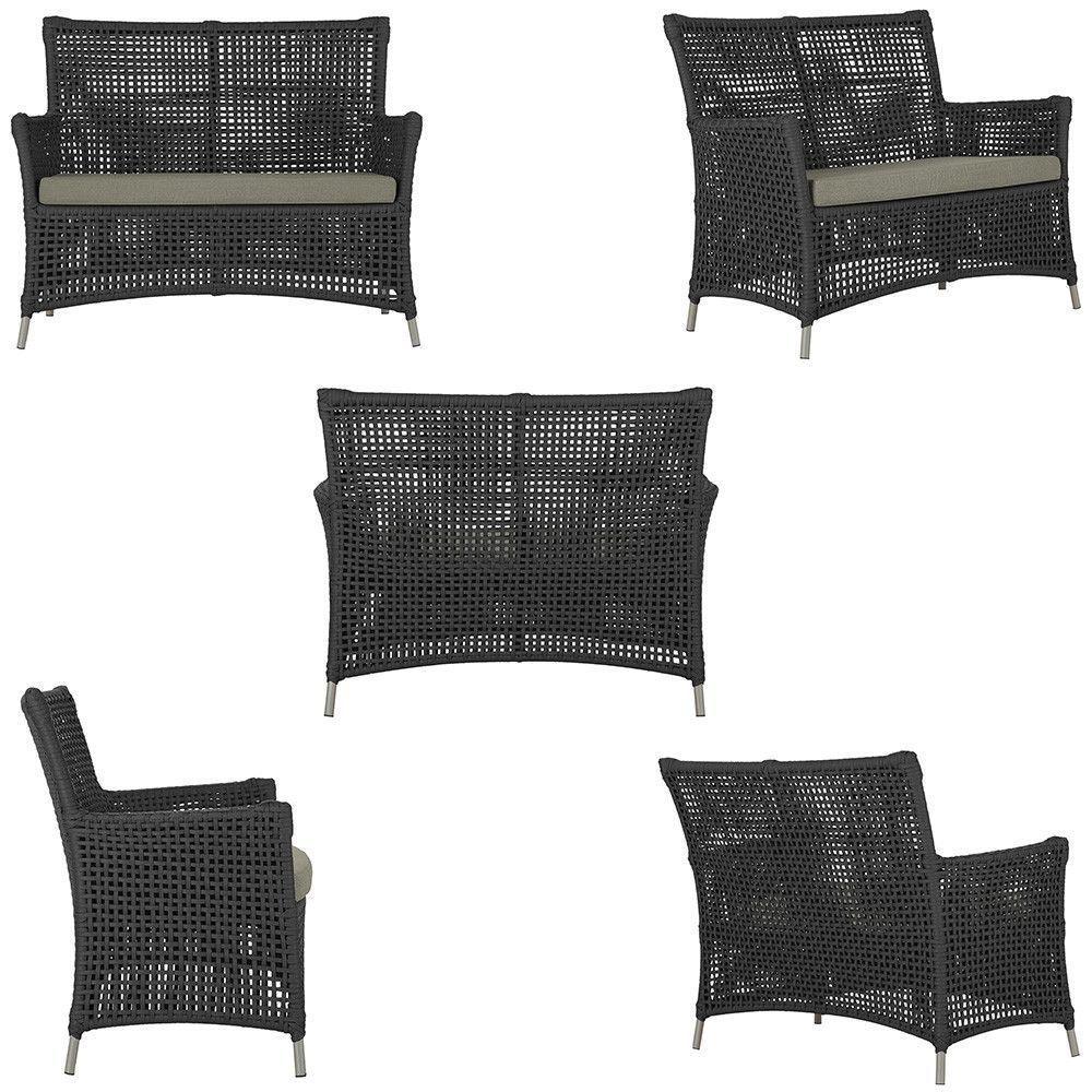 1 Sofá E Mesa Centro Igapó Alumínio Corda Náutica E8 Trama Preto - 3