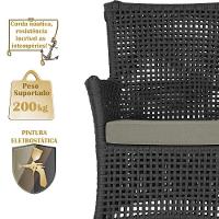 2 Sofás E Mesa Igapó Alumínio Fendi Corda Náutica E8 Trama Preto - 3